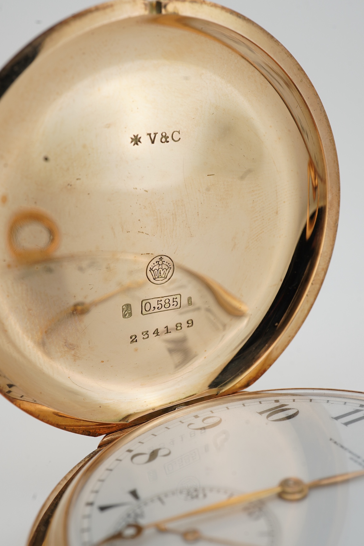 An early 20th century Swiss 14k gold Vacheron & Constantin keyless lever hunter dress pocket watch
